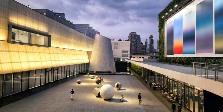 View of art museum exterior with courtyard